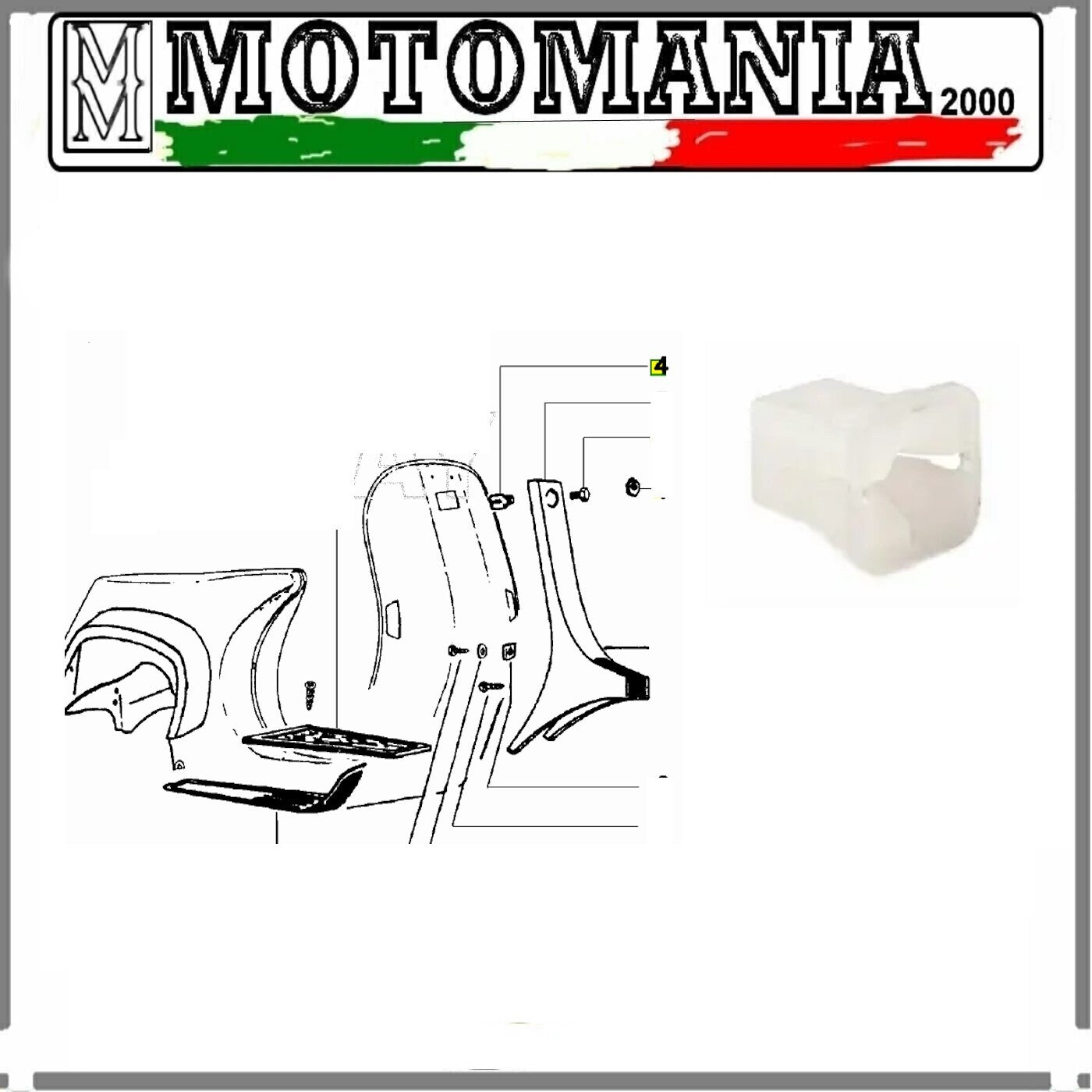 TASSELLO FISSAGGIO CALANDRA MASCHERA ANTERIORE PIAGGIO - VESPA PX/PK/RUSH N *