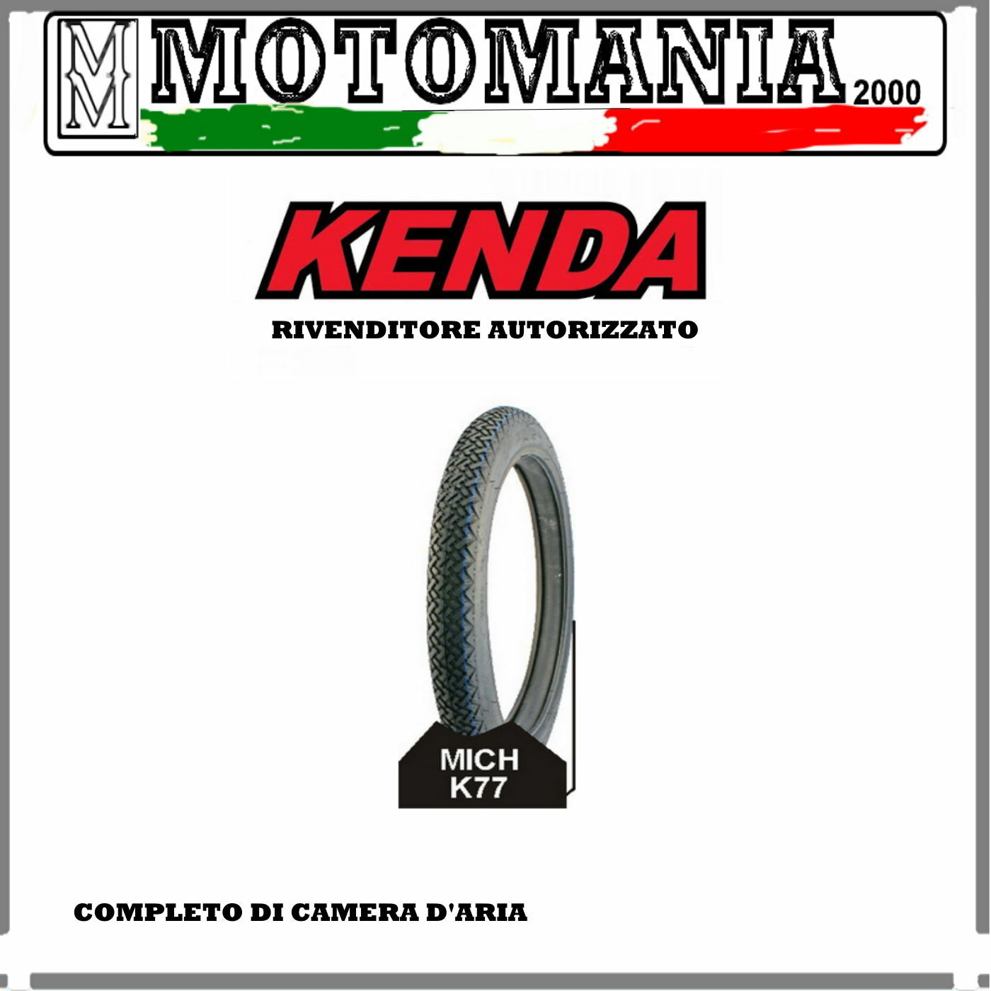 MICH KENDA 2 1/2-16 STREET TYRE COMPLETE WITH INNER TUBE FOR PIAGGIO SI