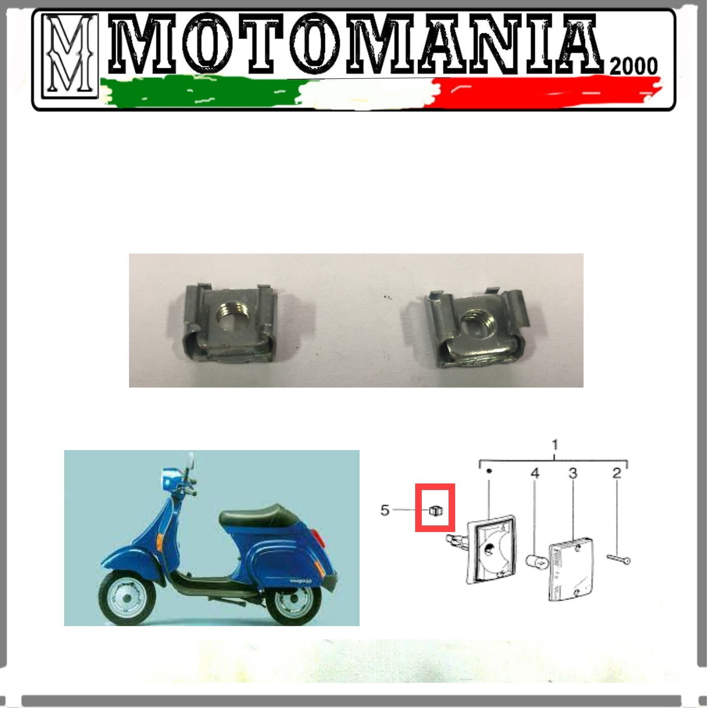 216819 Coppia DADI CON GABBIA mm 4 PER FRECCIA VESPA 50 PK S RUSH XL FL FL2 HP