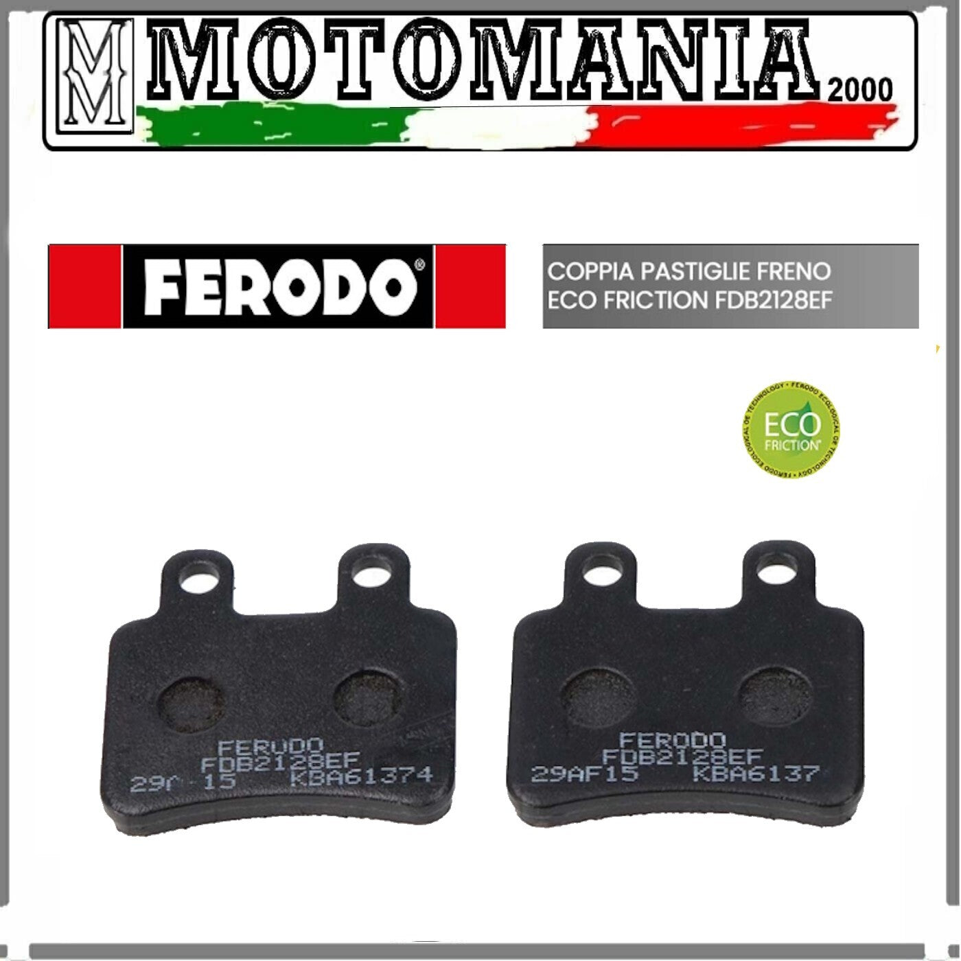 FDB2128EF PASTIGLIE FRENO POSTERIORE FERODO PEUGEOT ELYSTAR 50 4T ELYSTAR 125