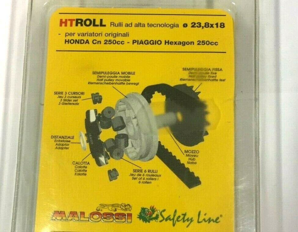 669915.A0 KIT 6 ROLLERS VARIATOR 23.8X18 GR.18 HONDA HELIX 250 4T LC