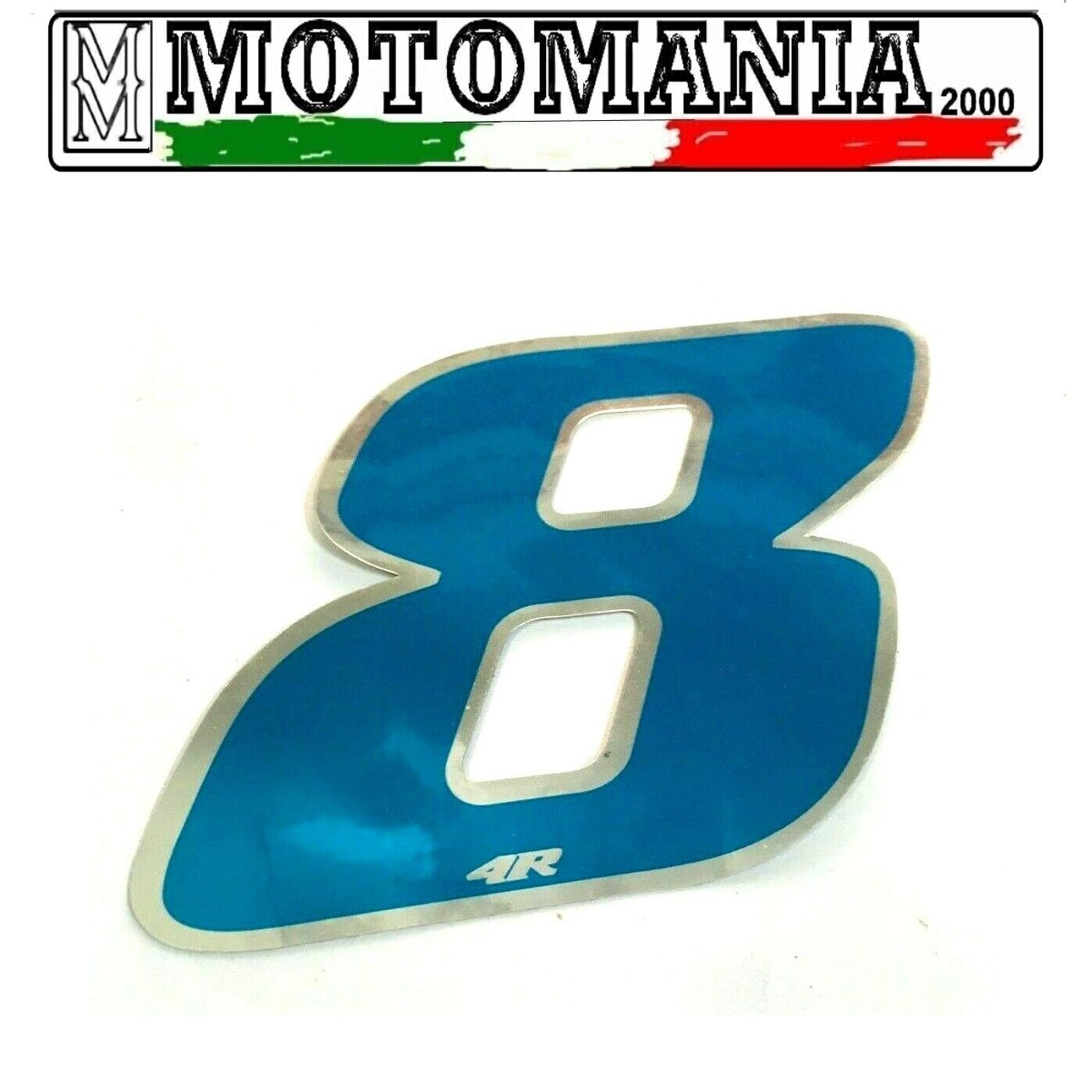 BLUE STICKER NUMBER WITH UNIVERSAL CHROME EDGE CM.10X10 *