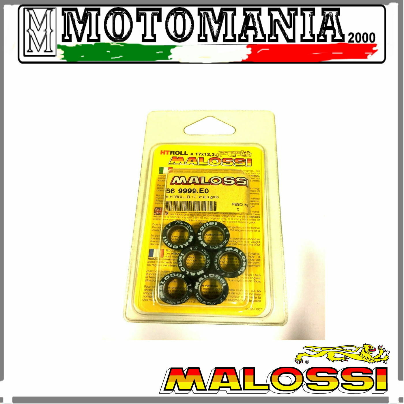 669999E0 KIT 6 ROLL VARIATOR 17X12.3 GR.06 MALOSSI SEE APPLICATION.