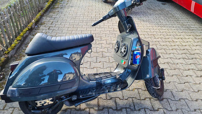 FAN COVER VESPA PX 125 150 200 BLACK WITH STEEL WRITING + FREE