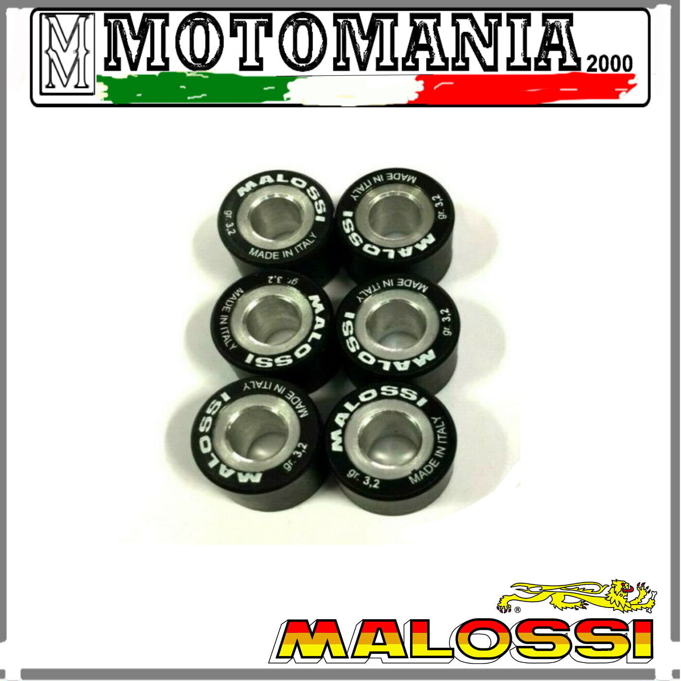669417A0 KIT 6  RULLI 15X12 GR.3,2 MALOSSI APRILIA-BENELLI-BETA-CAGIVA-MBK-50