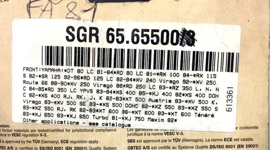 65.65500 CP PASTIGLIE FRENO SGR ANT.YAMAHA XT 350 -XT 600 -XT 650 -VIRAGO 250