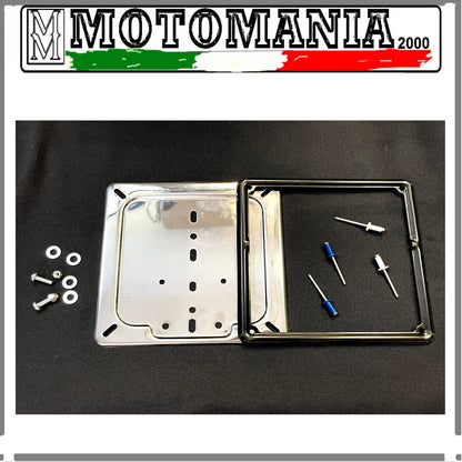 BASE TARGA IN METALLO + CORNICE NERA X TARGA EUROPEA COMPLETO DI RIVETTI E VITI