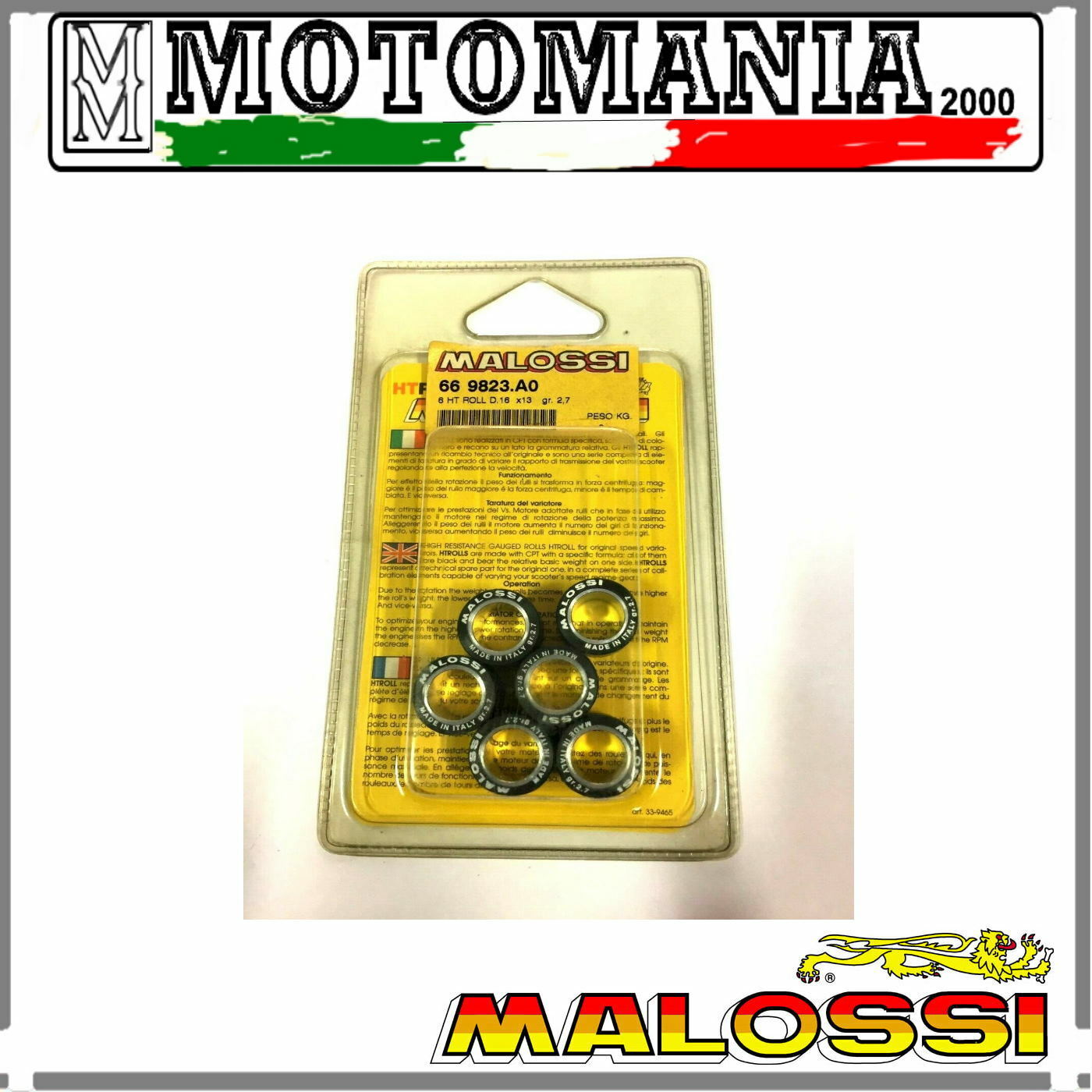 669823A0 KIT 6 ROLLERS 16X13 GR,2.7 X MULTIVAR 200 MALAGUTI CIAK 100 cc