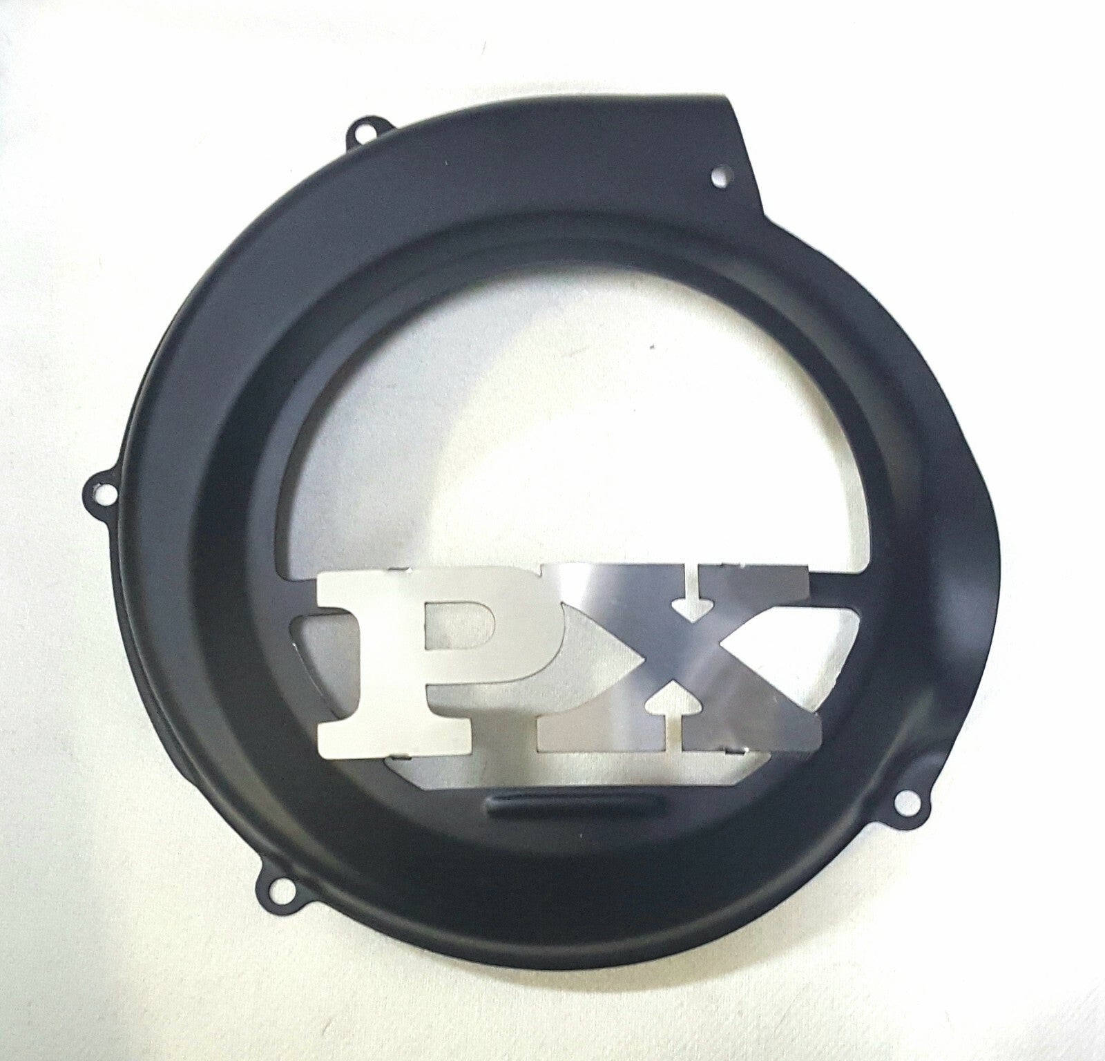 FAN COVER VESPA PX 125 150 200 BLACK WITH STEEL WRITING + FREE