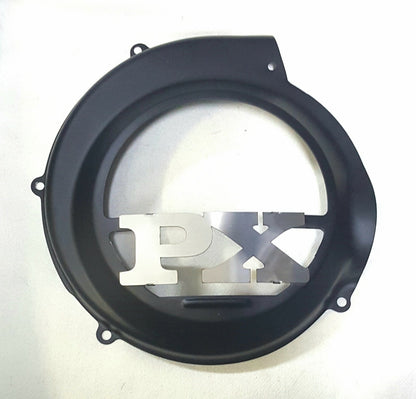 FAN COVER VESPA PX 125 150 200 BLACK WITH STEEL WRITING + FREE