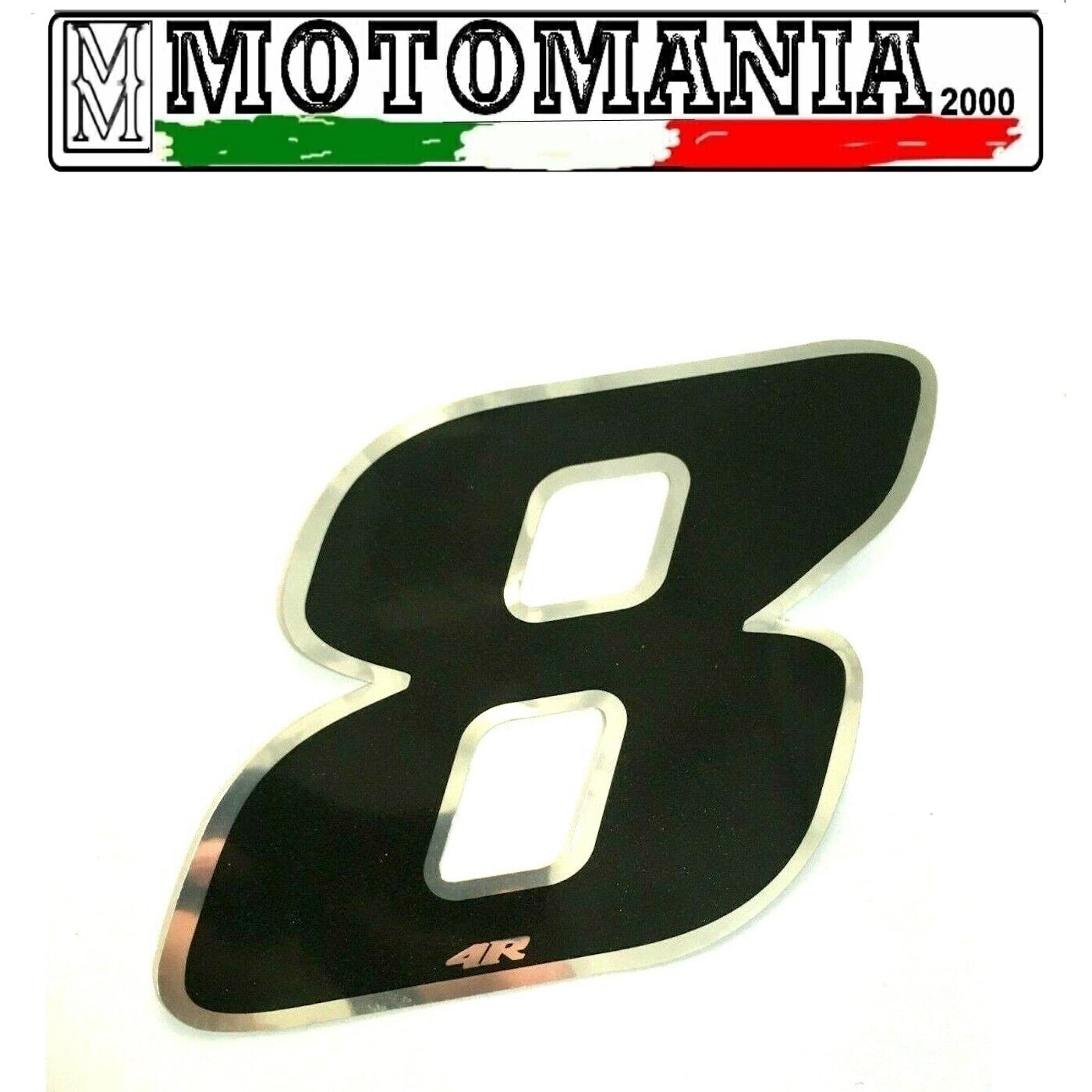 NUMBER 8 BLACK WITH CHROME EDGE UNIVERSAL ADHESIVE CM.10X10 *
