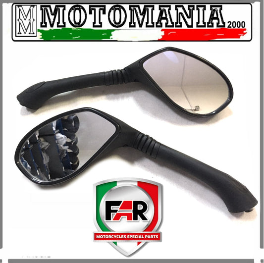 COPPIA SPECCHI RETROVISORI NERI SX E DX PER LEONARDO ST 125-150-250 FAR