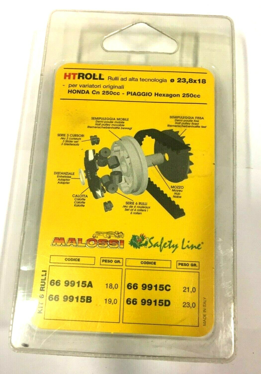 669915.B0 KIT 6 ROLLERS VARIATOR 23.8X18 GR.19 MALOSSI HONDA CN 250