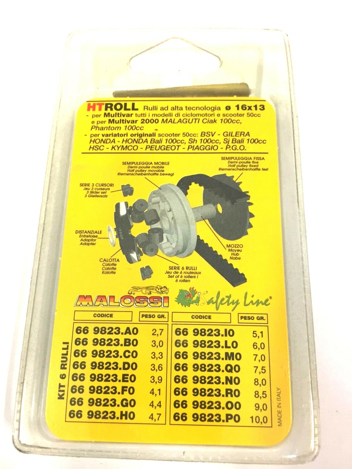 669823B0 KIT 6 RULLI X VARIATORE 16X13 GR.03 MALOSSI