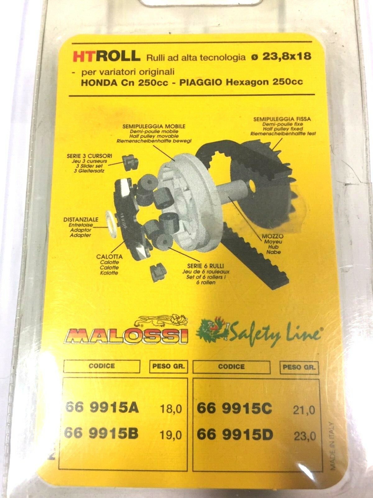 669915.D0 VARIATOR ROLLER KIT 23.8X18 GR.23 Piaggio Hexagon 250