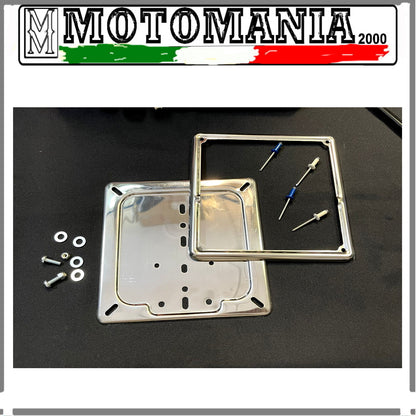 PORTATARGA E CORNICE IN MET CROMATI PER TARGA EUROPEA + RIVETTI E VITI 185x185*