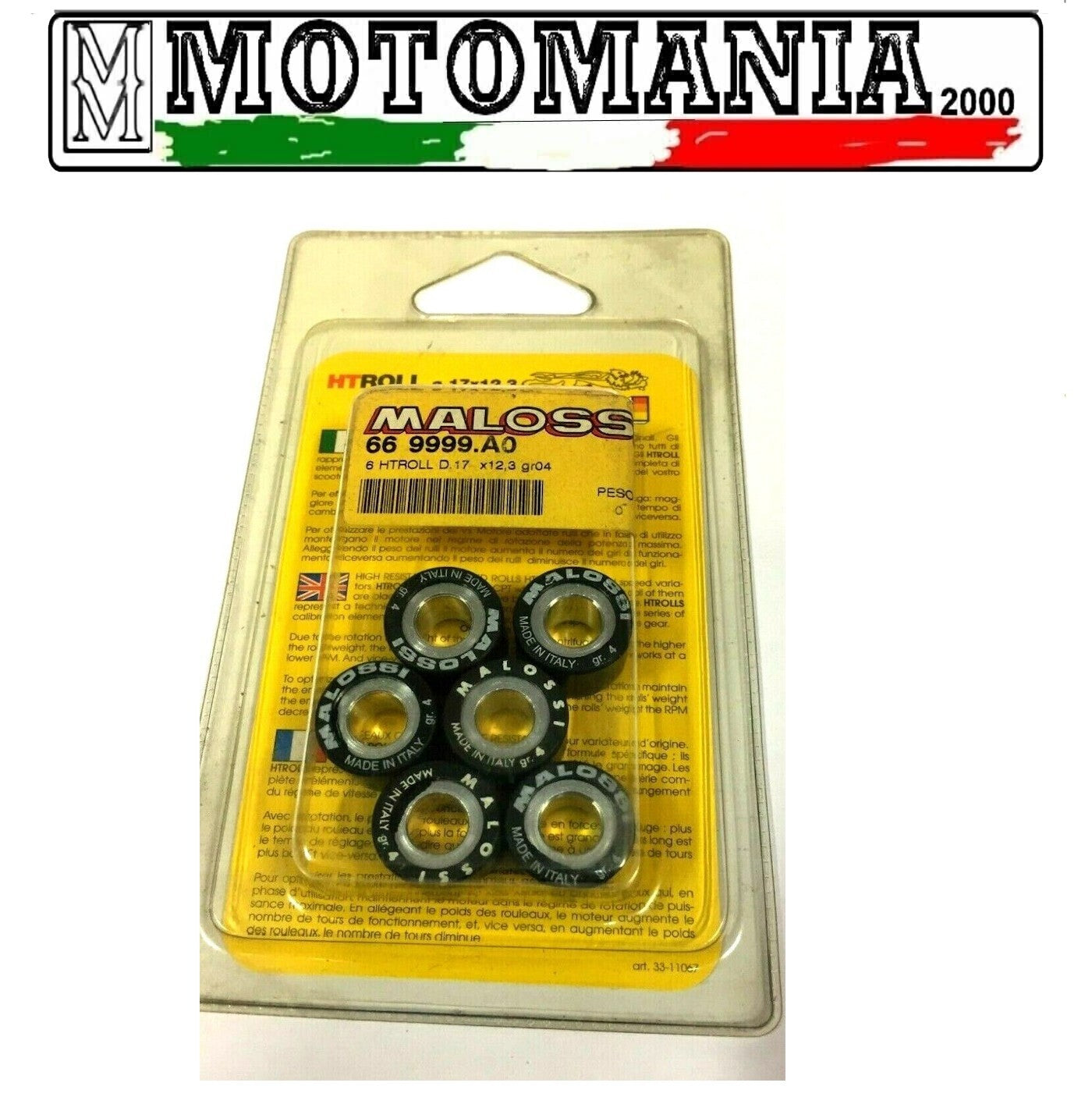 669999A0 KIT 6 ROLLERS VARIATOR 17X12.3 GR,04 MALOSSI APRILIA HABANA 50 *