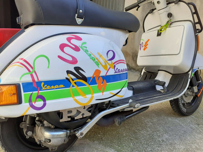 FAN COVER VESPA PX 125 150 200 BLACK WITH STEEL WRITING + FREE