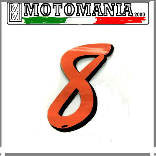 NUMERO 8 ARANCIO FLUO ADESIVO LARGHEZZA 10 MM LUNGHEZZA 10 MM  *
