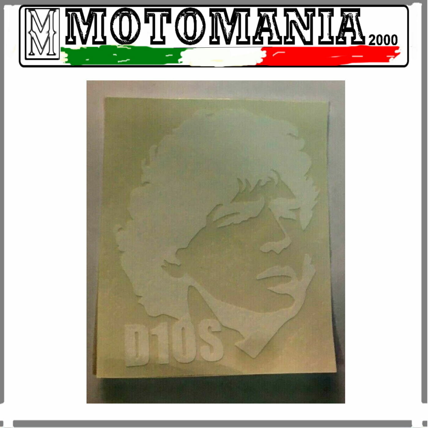 WHITE MARADONA PRESPACED STICKER WIDTH 6CM HEIGHT 8CM