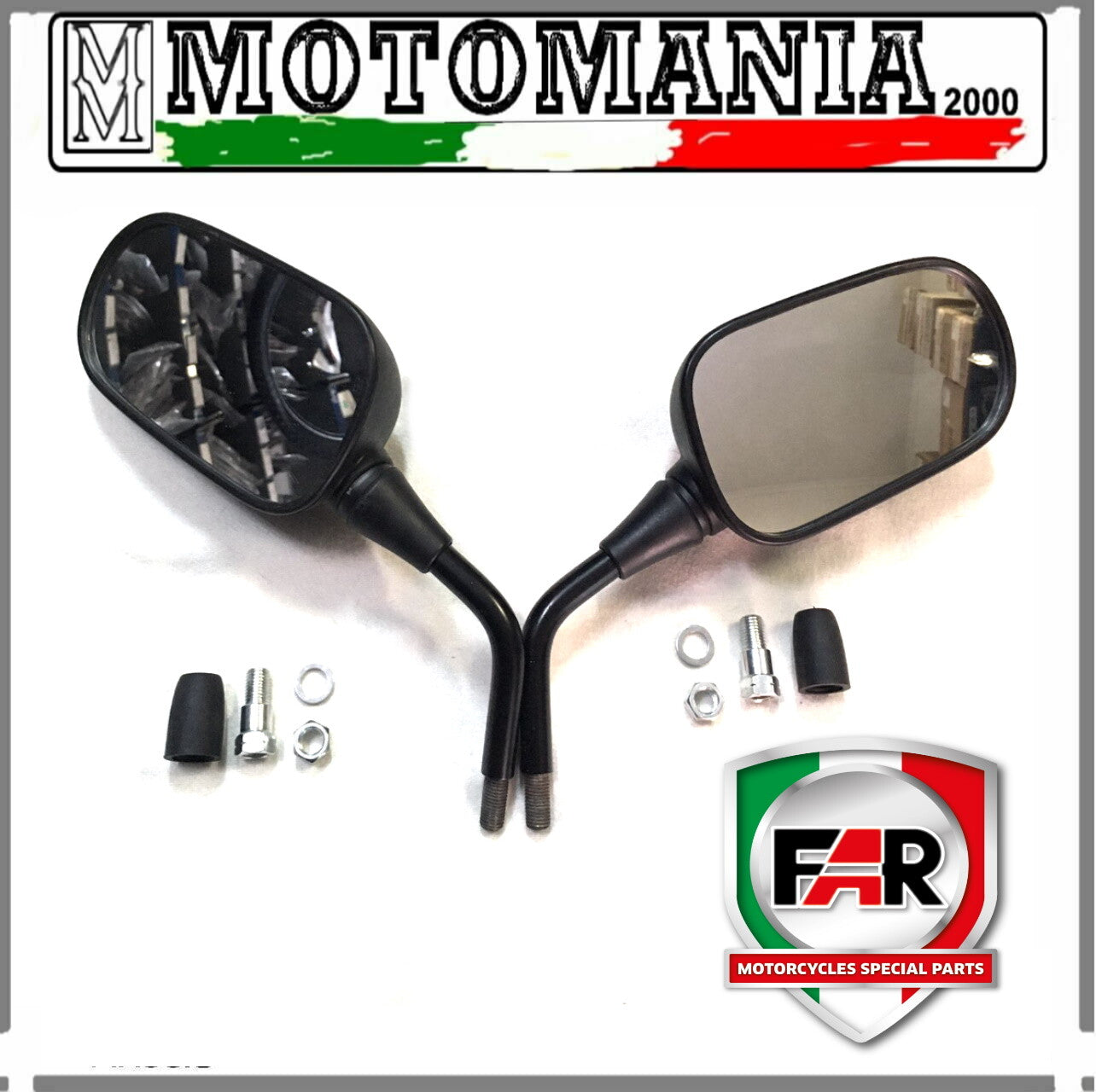 PAIR OF BLACK LEFT AND RIGHT MIRRORS FOR HONDA JAZZ 250 COMPLETE WITH ATTACHM...