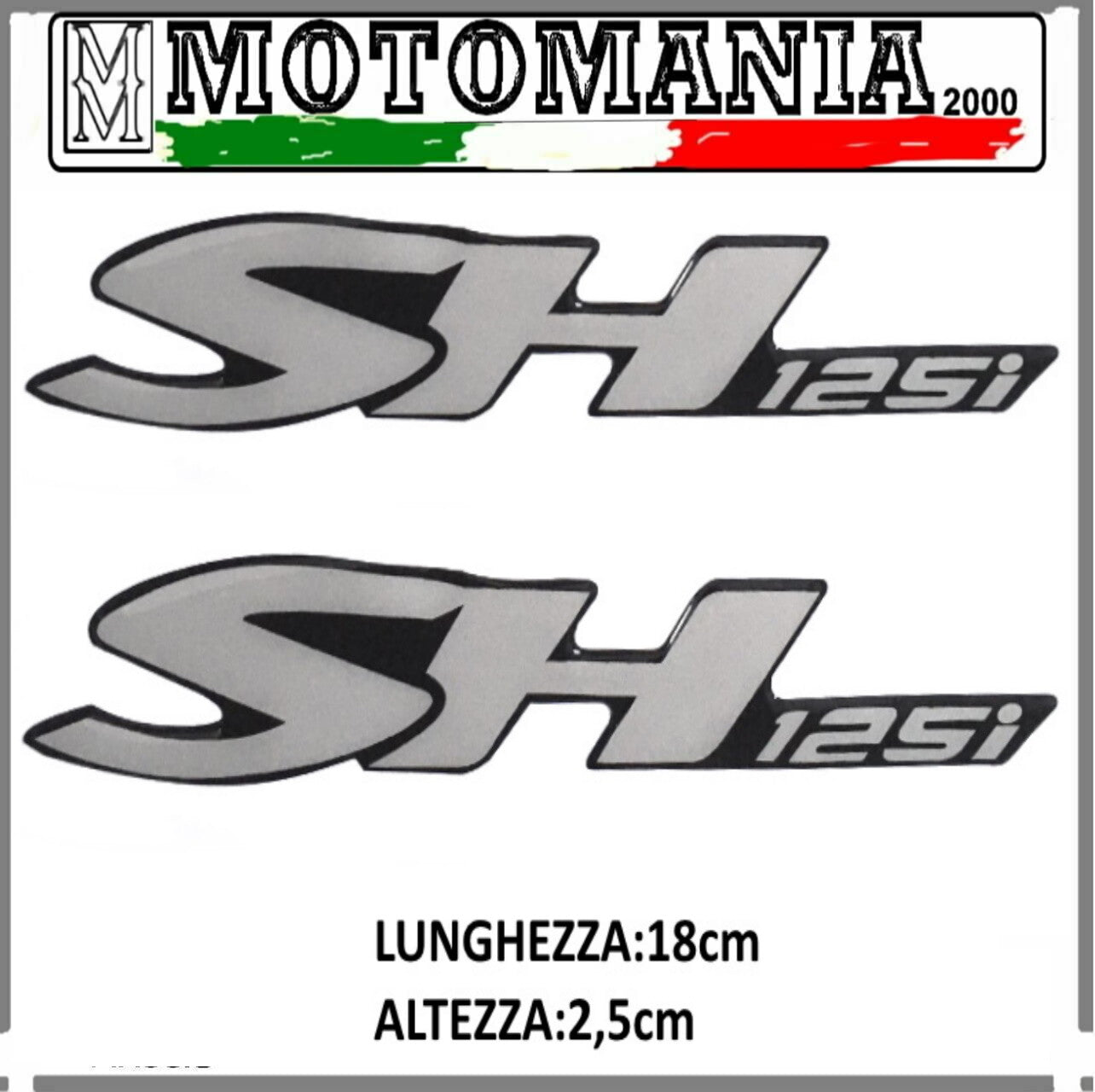 PAIR OF STICKERS SH 125 RESIN SCOOTER AND MOTORCYCLE,LENGTH:18cm-HIGHT:2.5cm