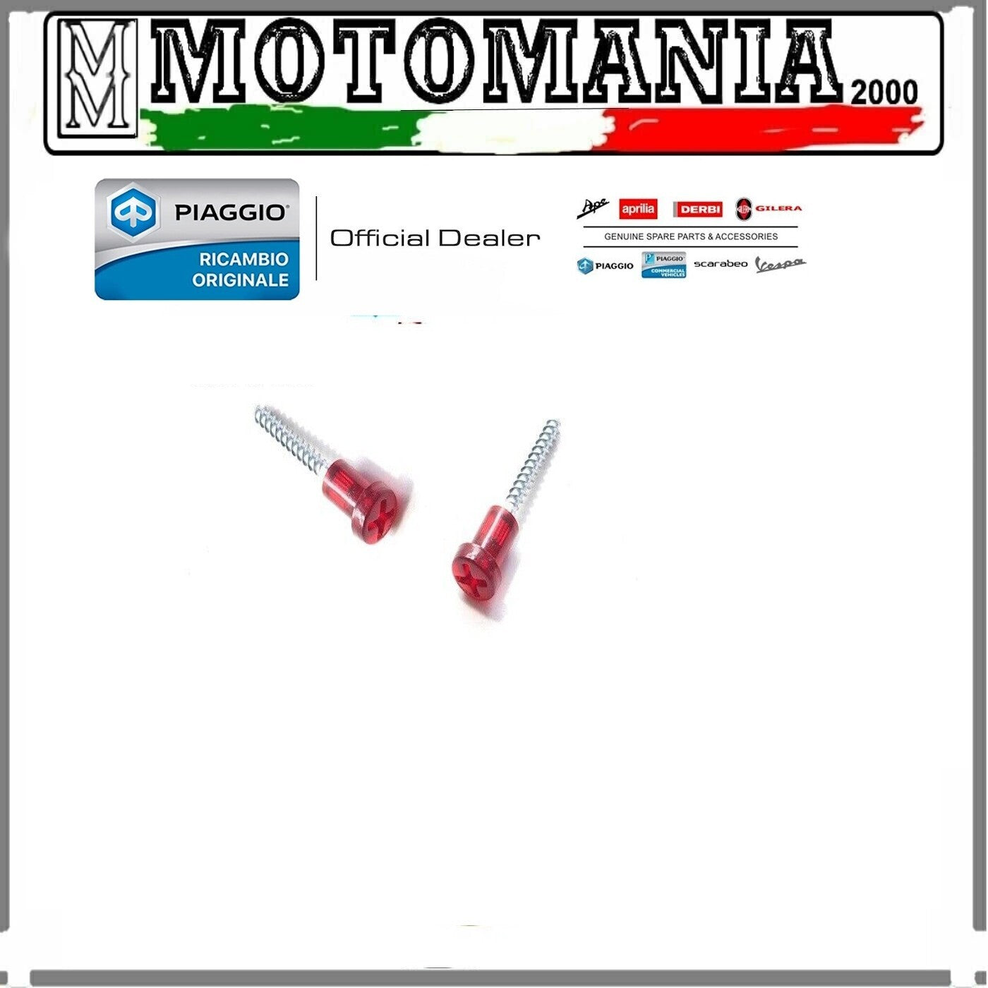 290944   COPPIA VITE ROSSA STOP FANALE POSTERIORE PIAGGIO APE 50 2009 - 2017  *