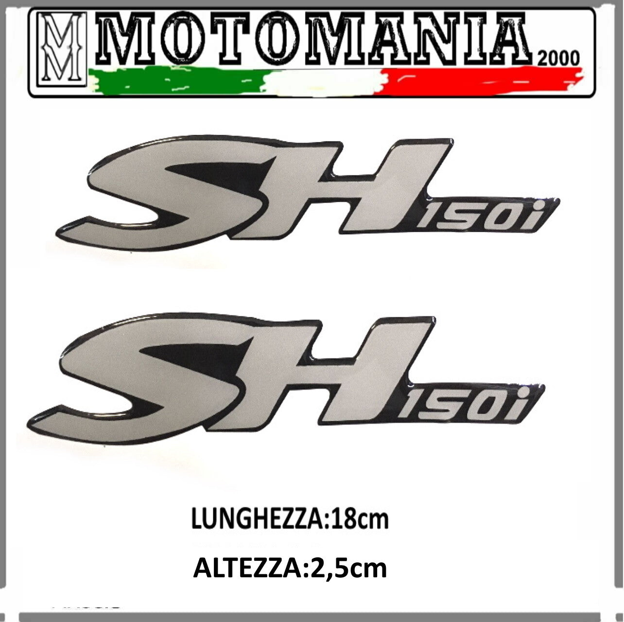 PAIR OF STICKERS SH 150 RESIN SCOOTER AND MOTORCYCLE,LENGTH:18cm-HIGHT:2.5cm
