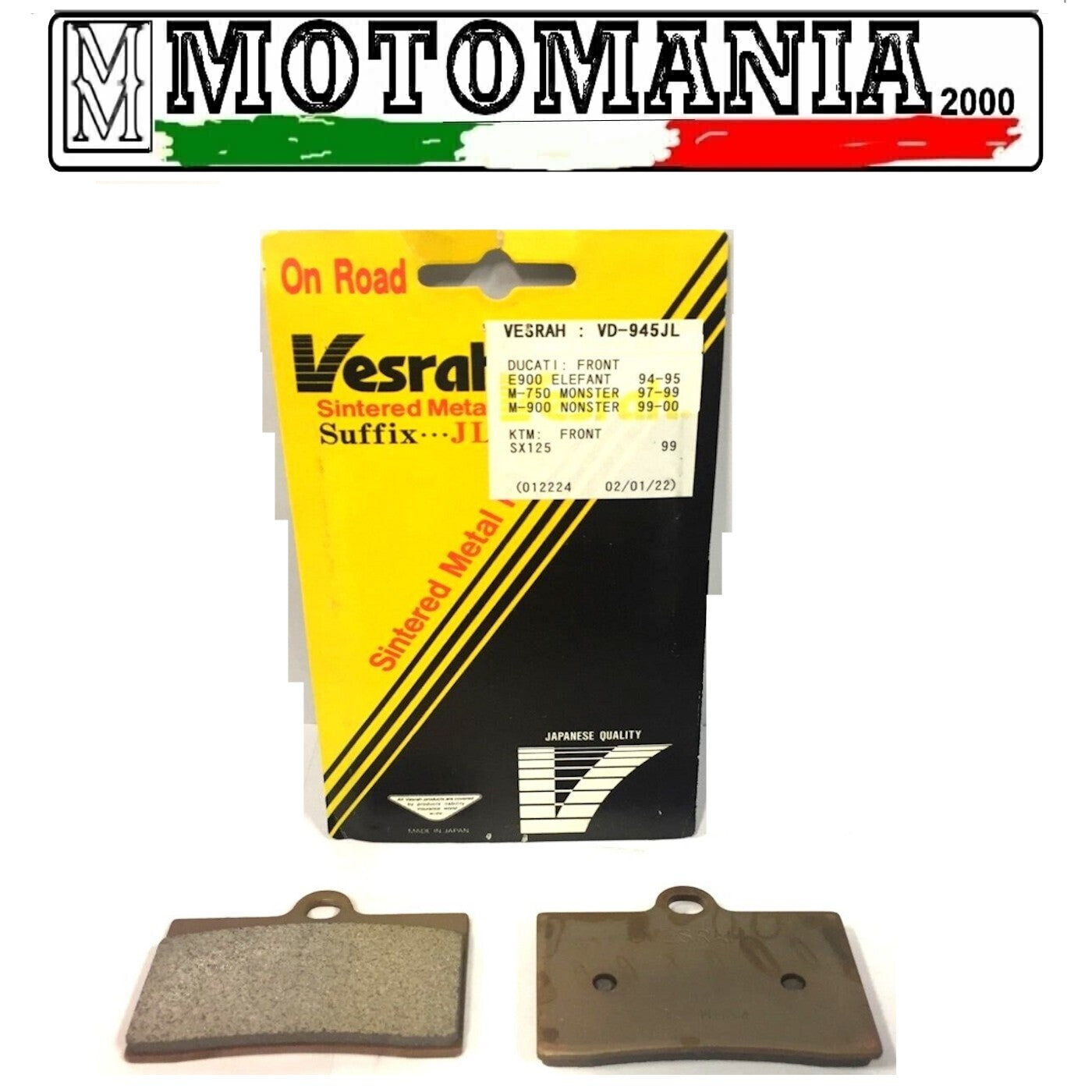 VD-945JL  COPPIA PASTIGLIE FRENO ANTERIORE DUCATI MONSTER 750 - 900  *