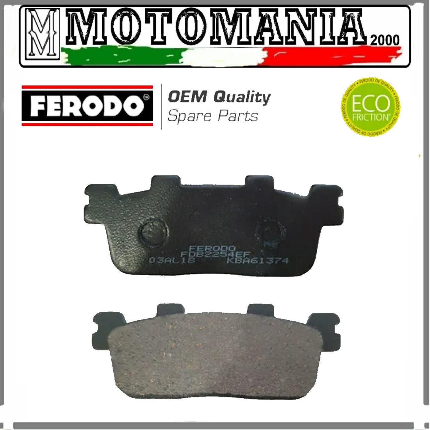 FDB2254EF PASTIGLIE FRENO POSTERIORE ECO FA-607 PERKYMCO YAMAHA