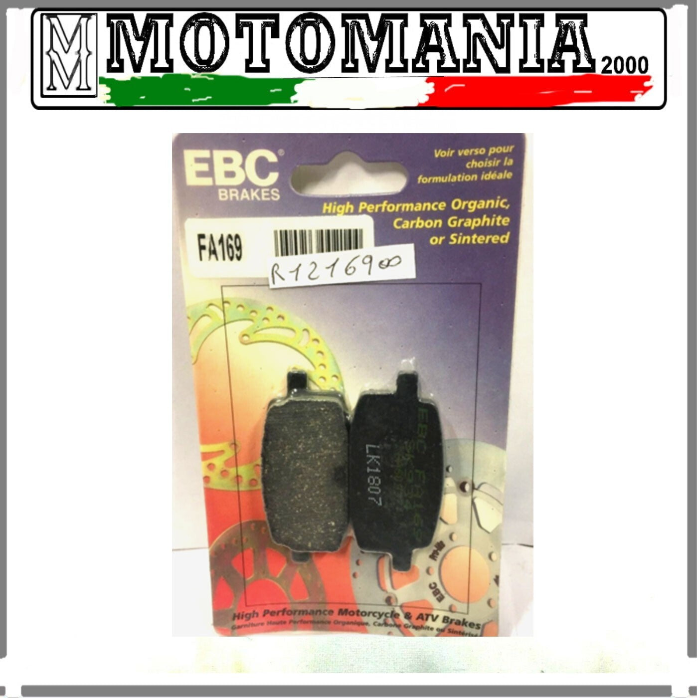 FA169  CP PASTIGLIE EBC PEUGEOT V-CLIC 50 4T -08-11 MALAGUTI MALBO LINE DVD 50