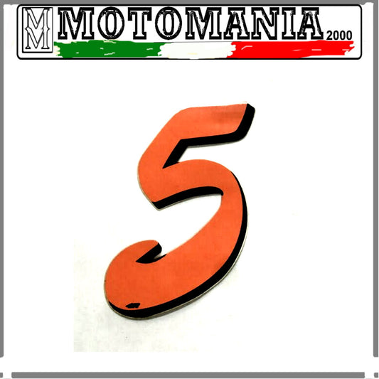 NUMBER 5 NEON ORANGE ADHESIVE WIDTH 10MM LENGTH 10MM *