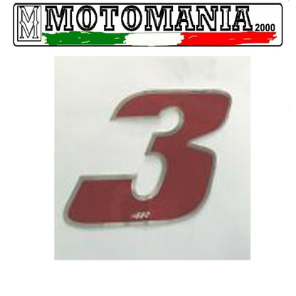 NUMERO 3 ROSSO ADESIVO LARGHEZZA 10 MM LUNGHEZZA 10 MM  *