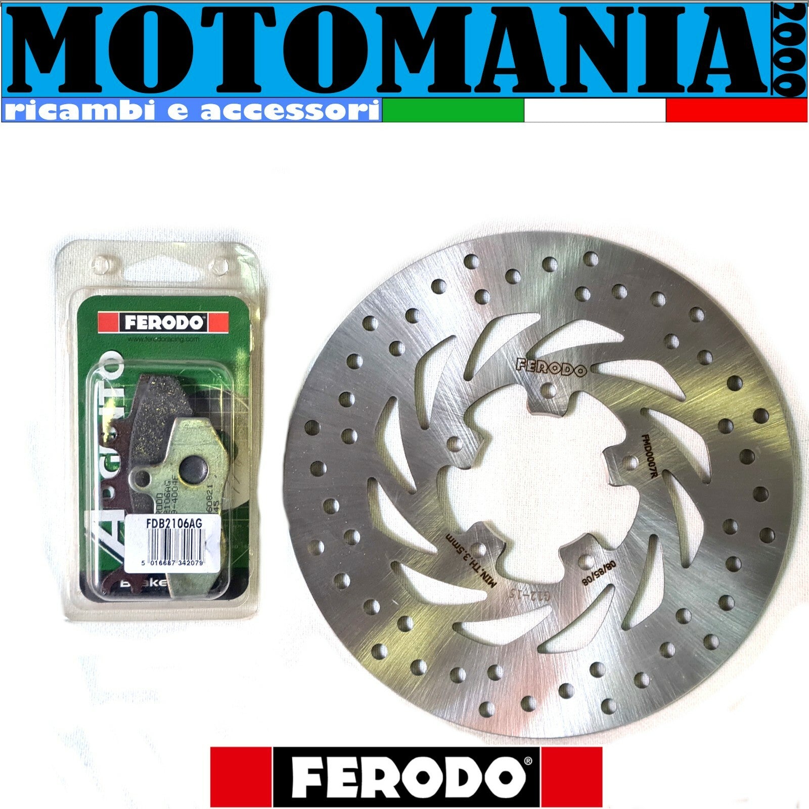 DISCO FRENO FERODO + PASTIGLIE FRENO ANTER. FERODO PER GILERA RUNNER FXR180