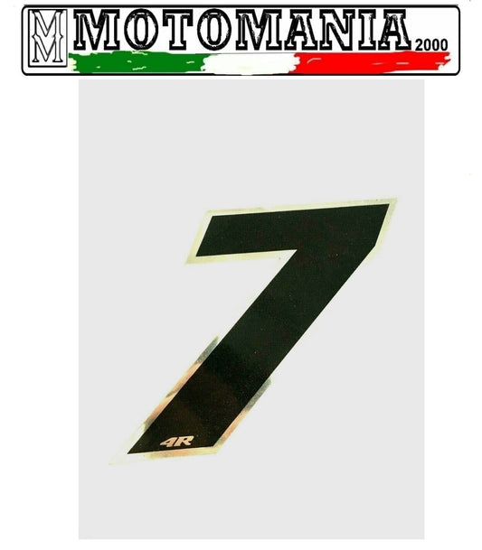 NUMBER 7 BLACK STICKER WITH UNIVERSAL CHROME EDGE CM.10X10 *