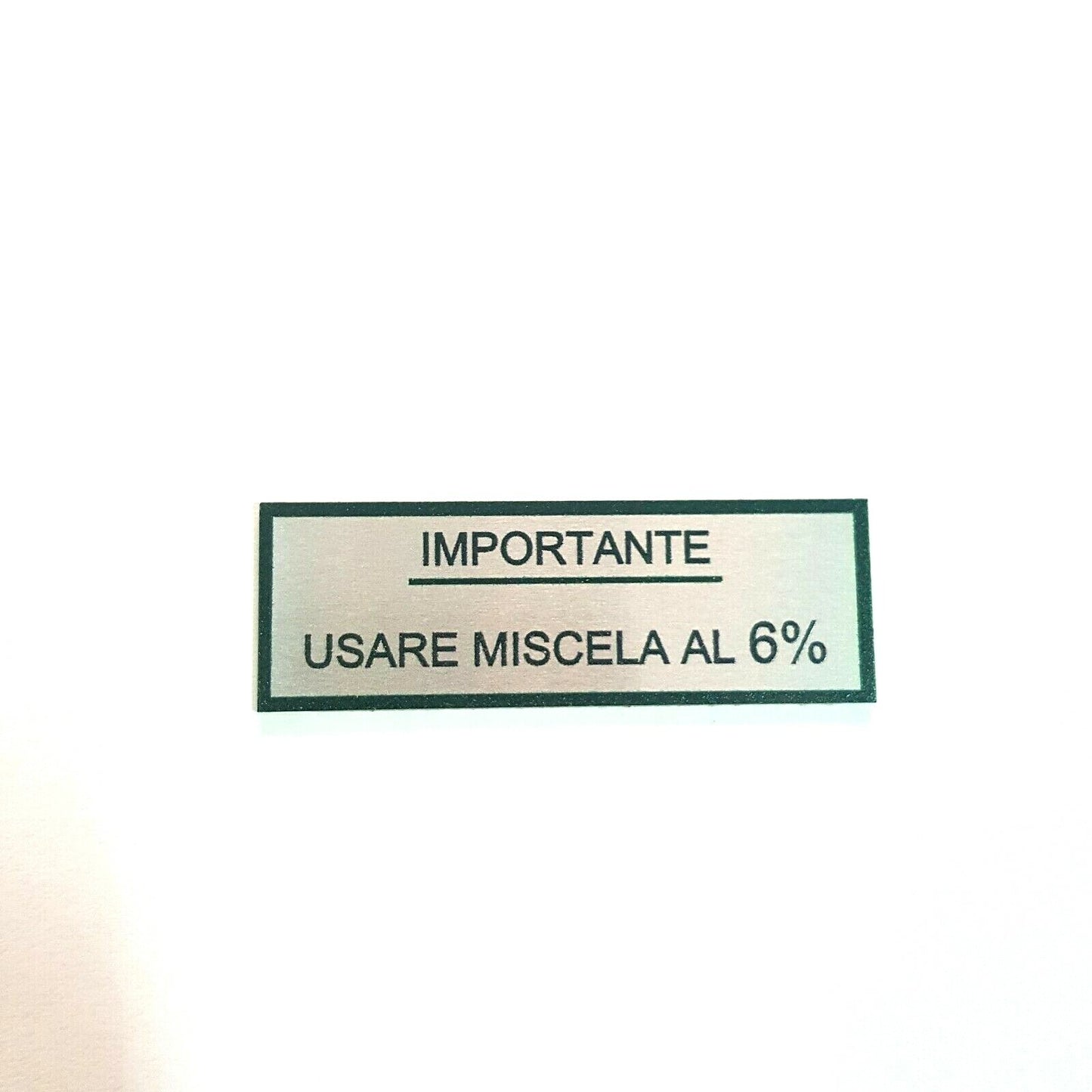 IN METALLO ADESIVA TARGHETTA IMPORTANTE USARE MISCELA AL 6% VERDE VESPA GS VS1 *