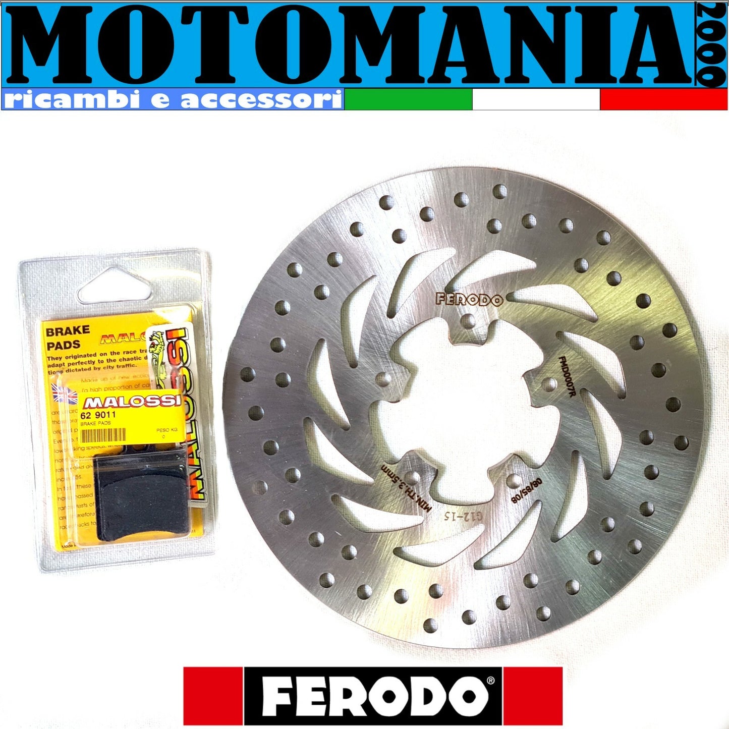 FERODO FMD0007R BRAKE DISC + BRAKE PADS 629011 BENELLI ADIVA AND GILERA