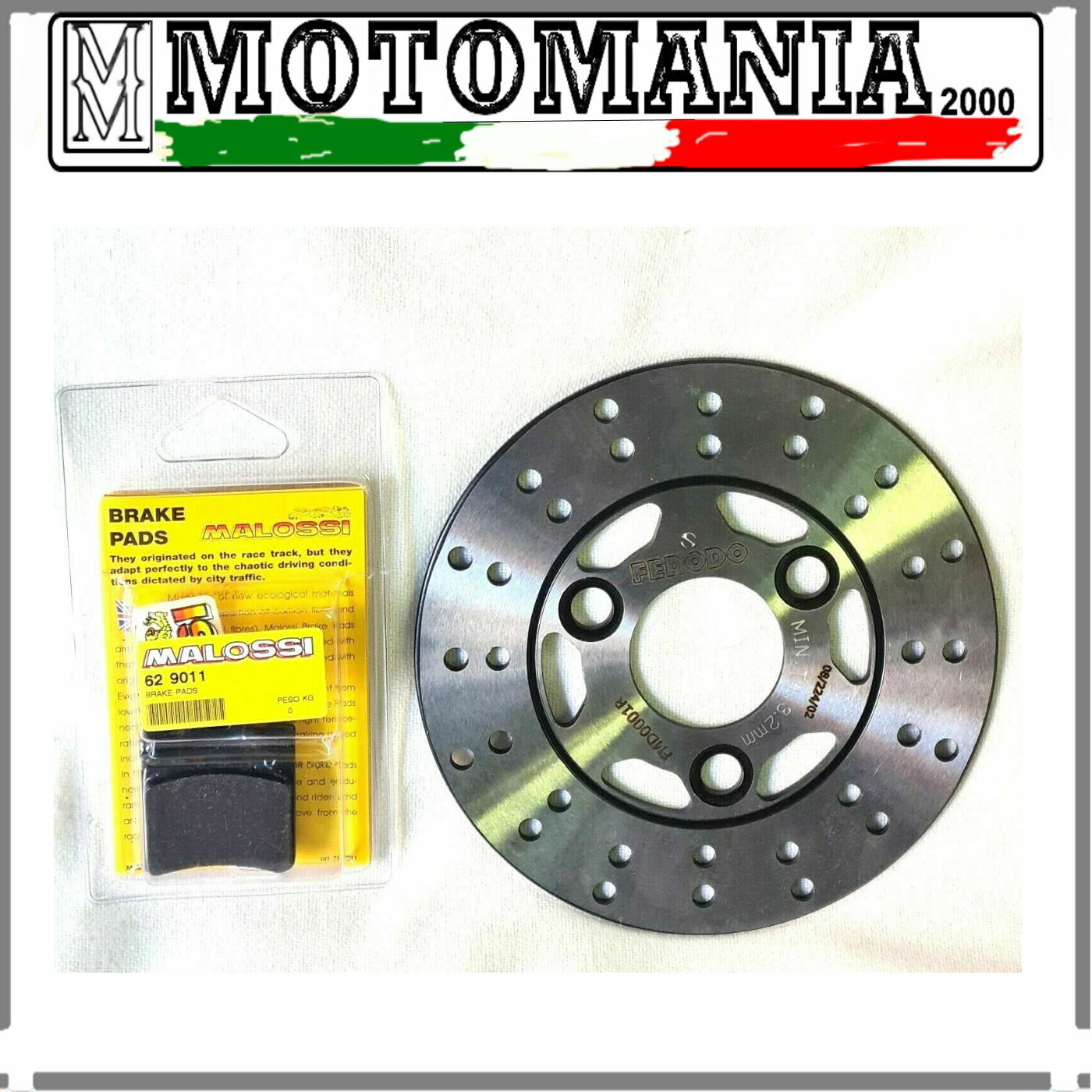 FRONT FERODO DISC + MALOSSI PADS FOR FRIEND 50, SONIC 50,