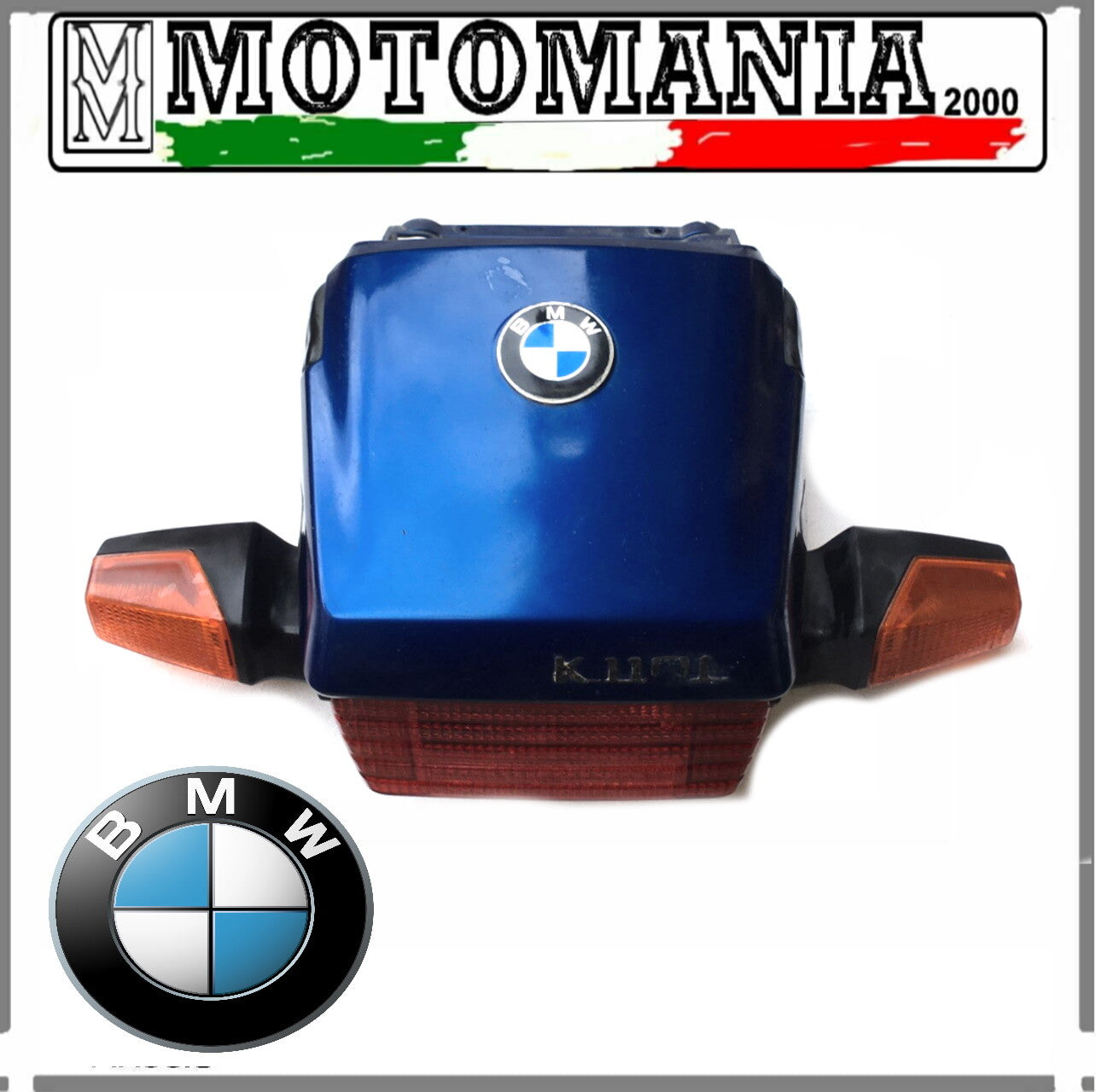 BMW K 75 COBALT BLUE REAR TAILGATE COMPLETE WITH STOPS AND ARROWS AS PICTURED