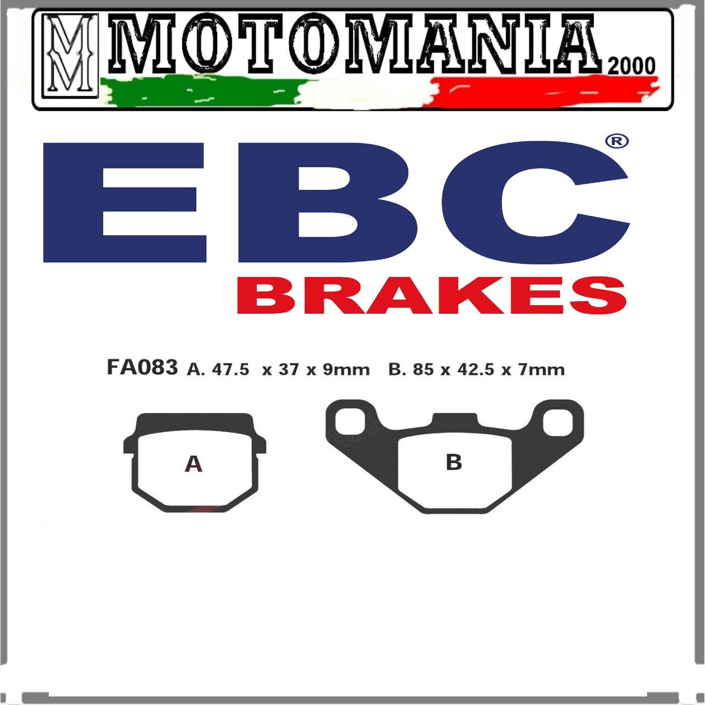 COPPIA PASTIGLIE EBC SFA SFA083 MALAGUTI SUZUKI PEUGEOT