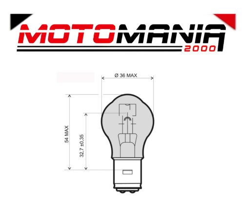LAMPADINA RMS 12V 35/35W BA20D - BIANCA